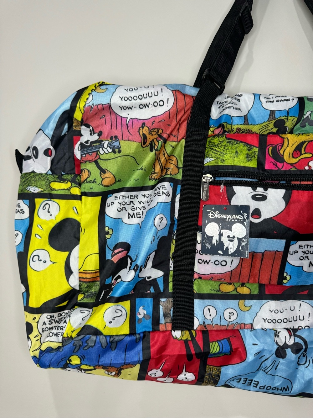 Disneyland NWT Paris Mickey Retro Comic-Print Travel Duffle Bag - Multicolor - Picture 2 of 11